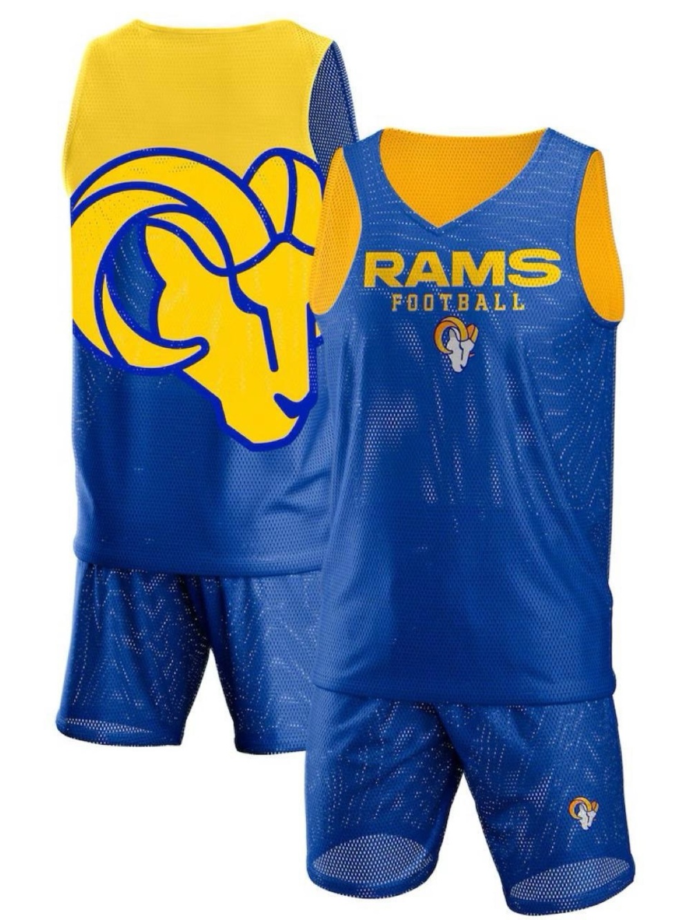 Rams Football Athletic Mesh Shorts Set - Blue & Yellow